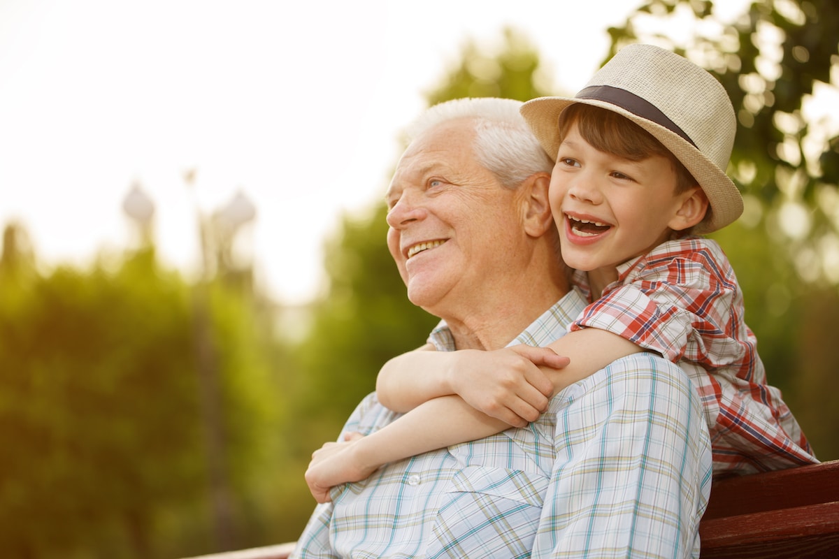 Elderly man with grandson