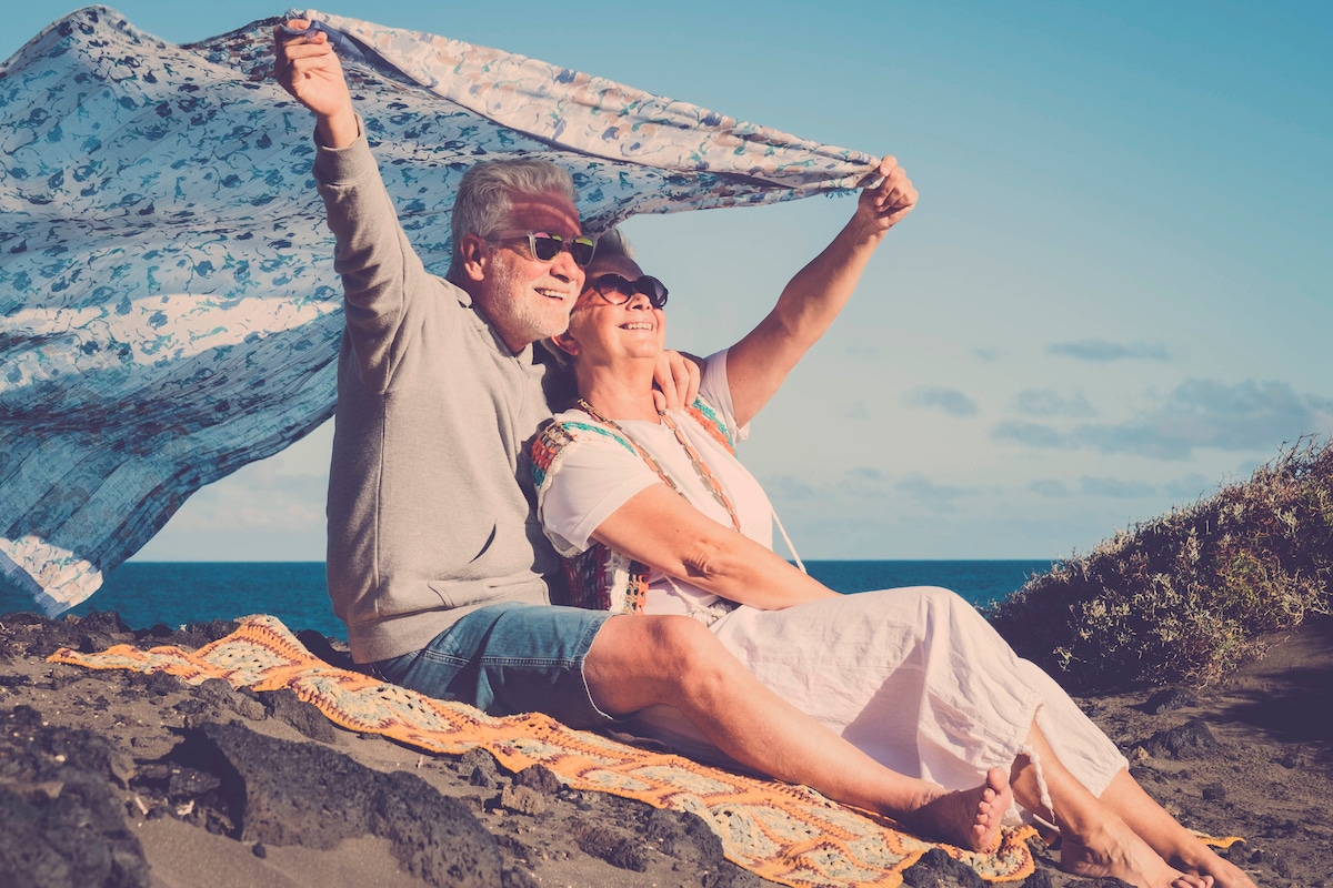 Elderly couple on the beach