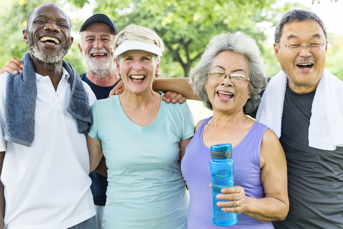 Senior citizens on a walk