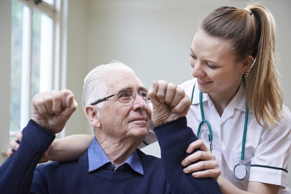 Nurse assessing stroke victim