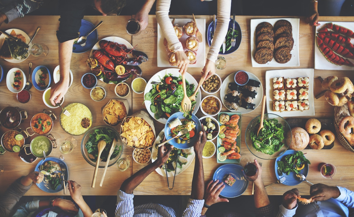 People eating and sharing a nutritious meal together