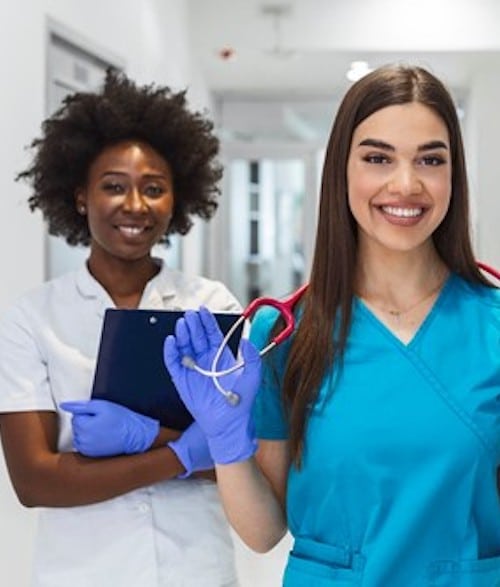 International doctor team. Hospital medical staff. Mixed race African and Caucasian doctor and nurse meeting. Clinic personnel wearing face mask and stethoscope. Coronavirus outbreak. The Nutrition Professional’s Guide to IDDSI: Prepare and serve a quality diet for people with dysphagia