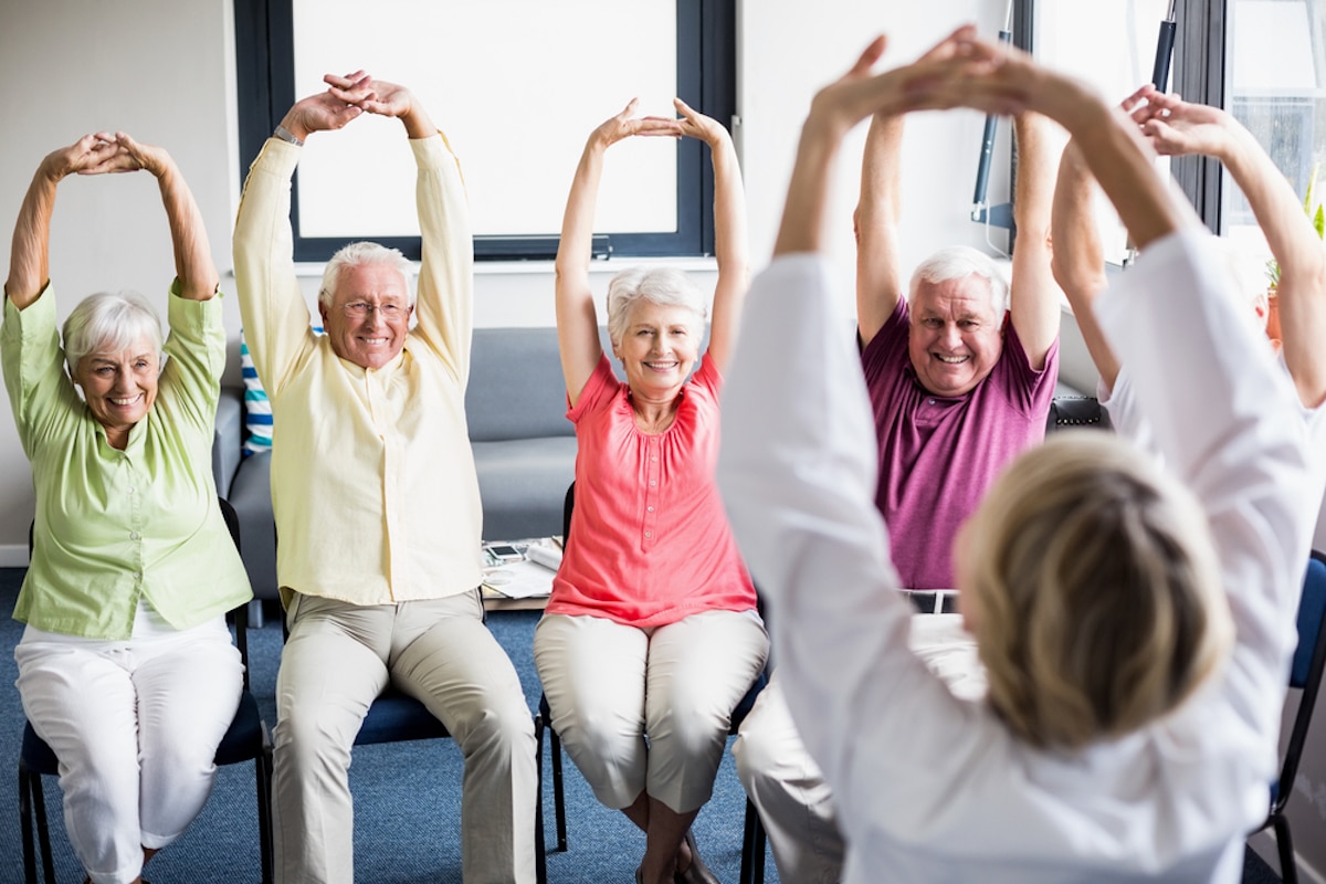 Senior citizens exercising